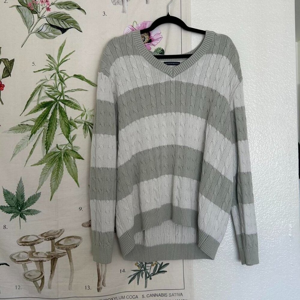 Brandy Melville Women's Green and Blue Jumper